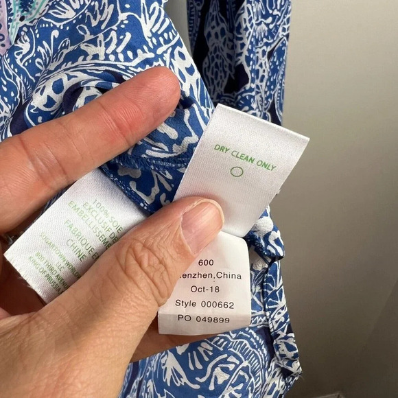 Lilly Pulitzer Renato Silk Tunic Top Blouse Shirt Size Small Snap To It Sequin - Picture 12 of 12